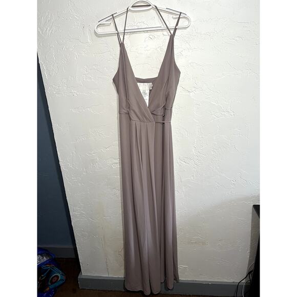 Davids Bridal crinkle chiffon‎ spaghetti strap wrap bridesmaid dress womens 6 - Picture 4 of 13